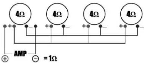4Ω 4Ω 4Ω 4Ω AMP =1Ω
