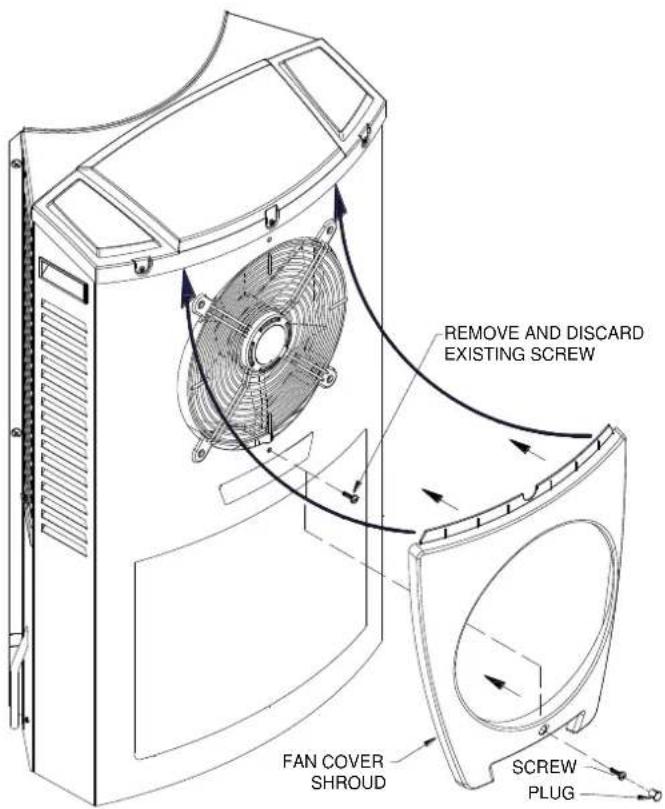 REMOVE AND DISCARD EXISTING SCREW FAN COVER SHROUD SCREW PLUG