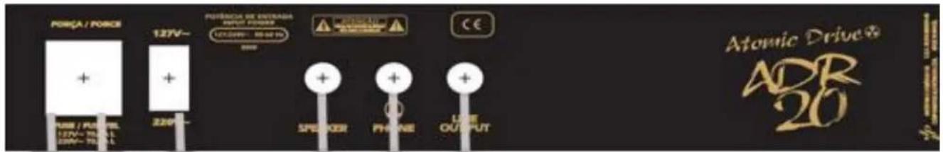POUÇA / POUÇE 127V~ POUÇA DE ENTRADA INVER. POWER CURRENT: 30-50 V CE SPECKER PHONE LIFE OUTPUT Atomic Drive® ADB 20