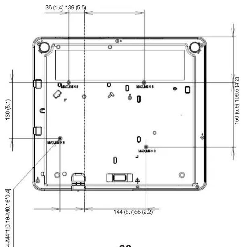 36 (1.4) 139 (5.5) MAXIMUM×8 r MAXIMUM×8 MAXIMUM×8 130 (5.1) 150 (5.9) 106.5 (4.2) 4-M4*1[0.16-M0.16*0.4] 144 (5.7)56 (2.2) 06