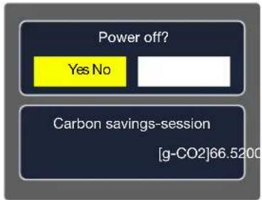 Power off? Yes No Carbon savings-session [g-CO2]66.5200