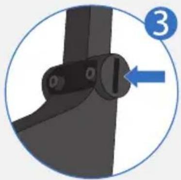 Close-up of a mechanical component with a blue arrow pointing to a section, circled in blue (no text or symbols)