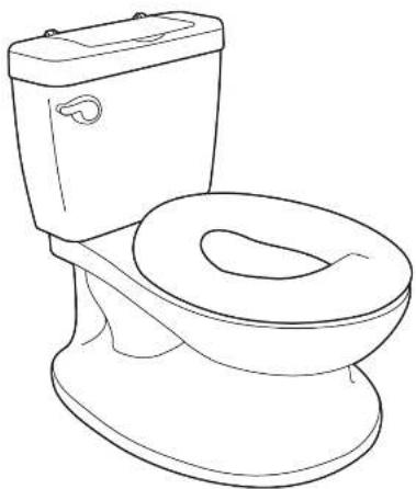 Line drawing of a standard toilet with open lid and side seat (no text or symbols)