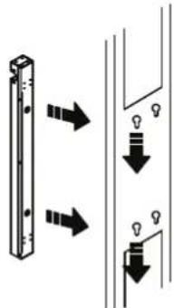 Diagram showing light bulb arrangement between two vertical panels with directional arrows indicating movement or transformation.