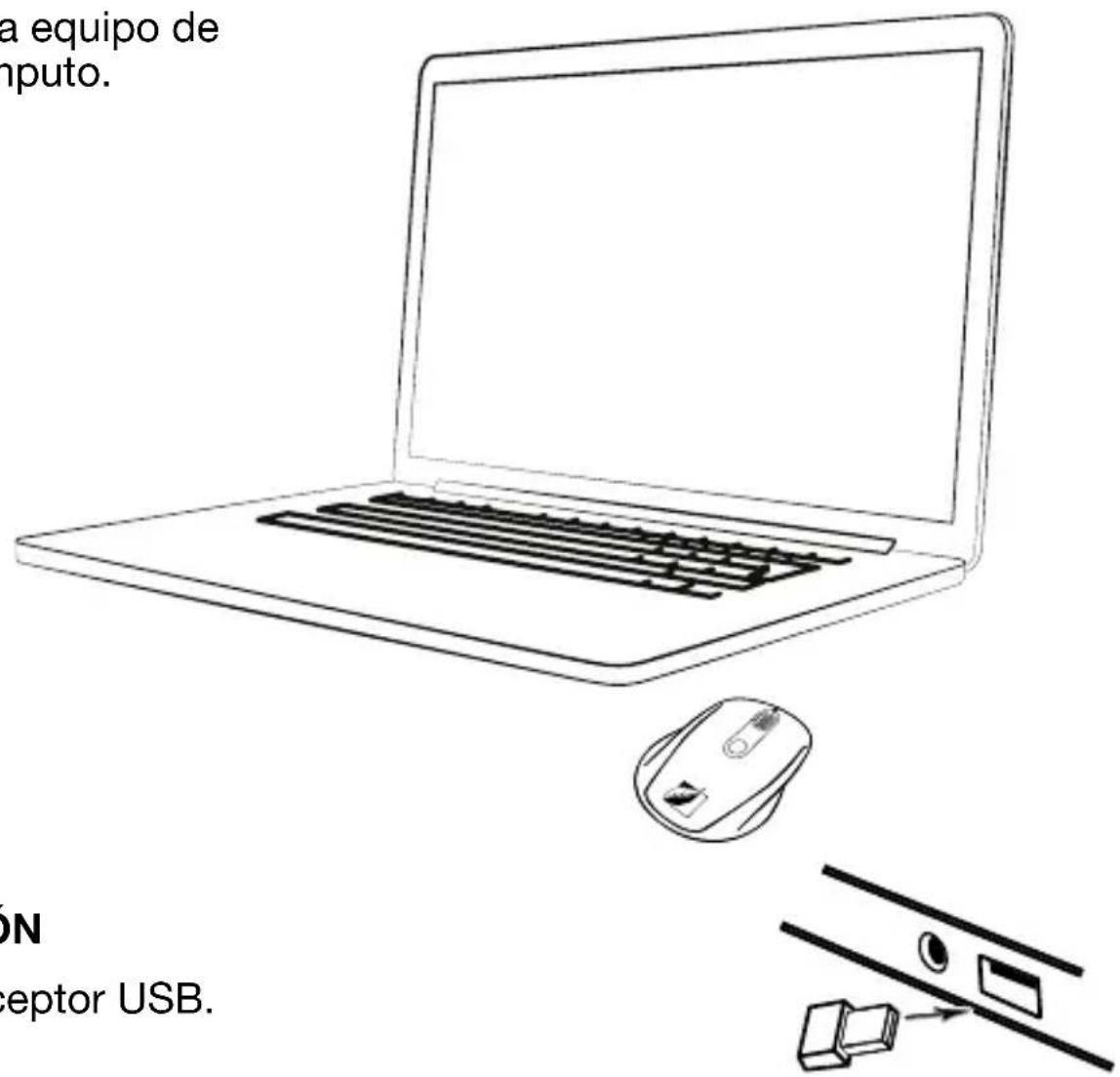 a equipo de mputo. ON ceptor USB.