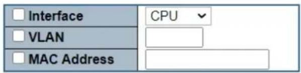 Interface VLAN MAC Address CPU