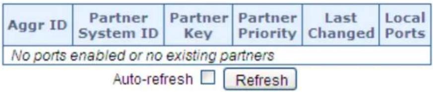 Aggr ID Partner System ID Partner Key Partner Priority Last Changed Local Ports No ports enabled or no existing partners Auto-refresh □ Refresh