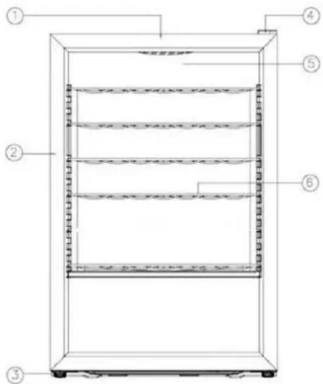 Technical diagram of a multi-level storage unit with numbered components for identification