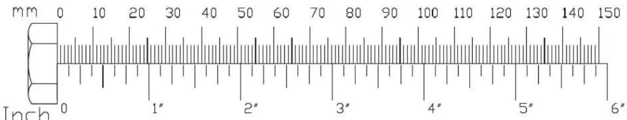 mm 0 10 20 30 40 50 60 70 80 90 100 110 120 130 140 150 Inch 0 1" 2" 3" 4" 5" 6"