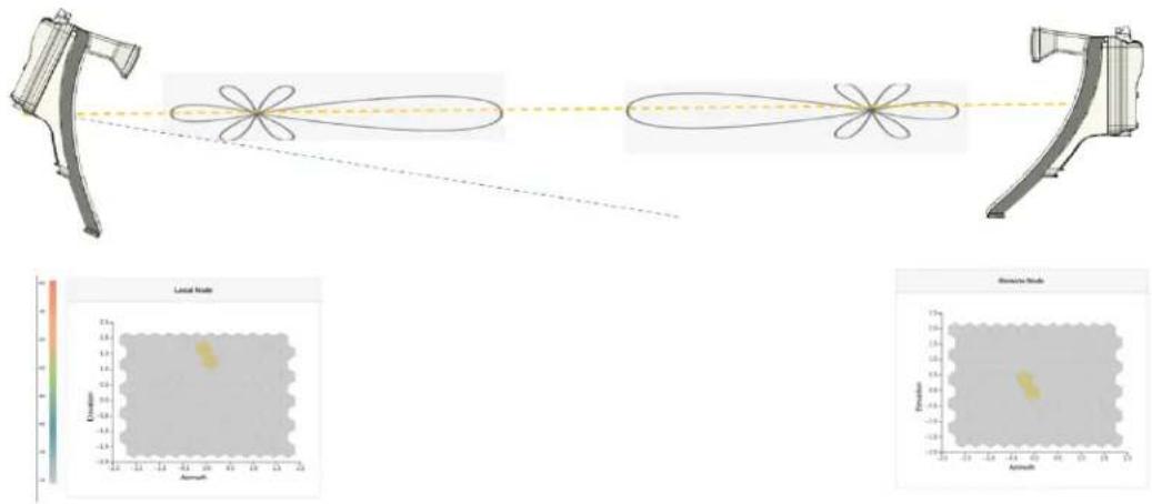 Diagram illustrating local and boundary radar wave propagation with labeled components and a color-coded density map below.