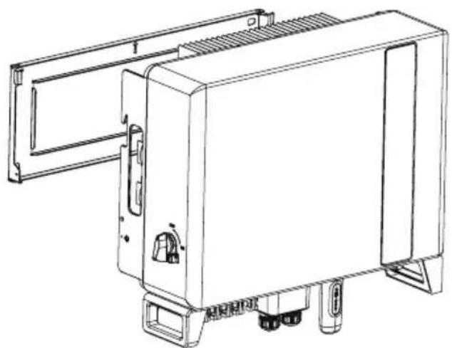 Line drawing of a rectangular electronic device with mounting brackets and internal components (no text or symbols)