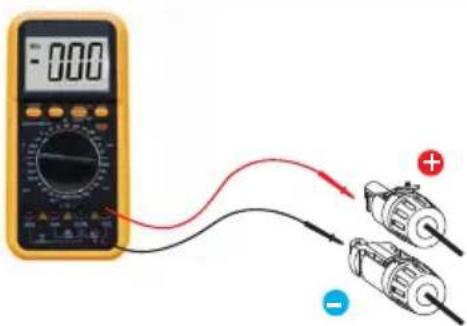 Diagram showing a digital multimeter connected to two motors with labeled terminals and a red signal path.