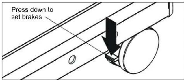 Press down to set brakes
