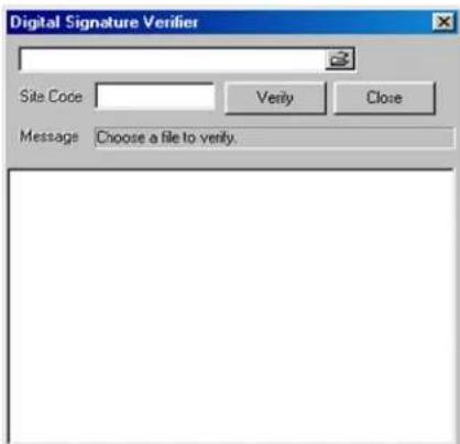 Digital Signature Verifier Site Code Verify Close Message Choose a file to verify.