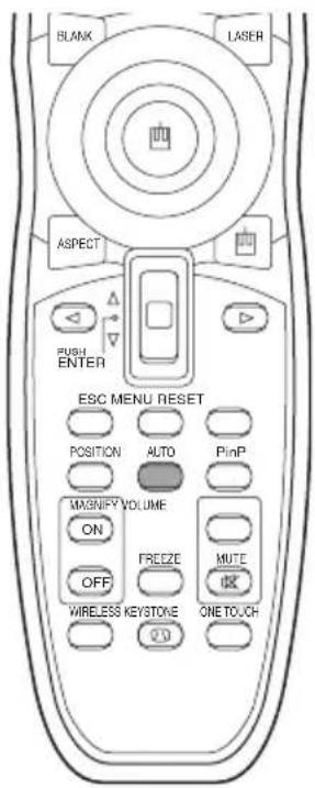 BLANK LASER ASPECT PUSH ENTER ESC MENU RESET POSITION AUTO PinP MAGNIFY VOLUME ON FREEZE MUTE OFF OK WIRELESS KEYSTONE ONE TOUCH