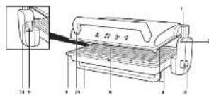 Technical diagram of a mechanical device with numbered components and labeled parts
