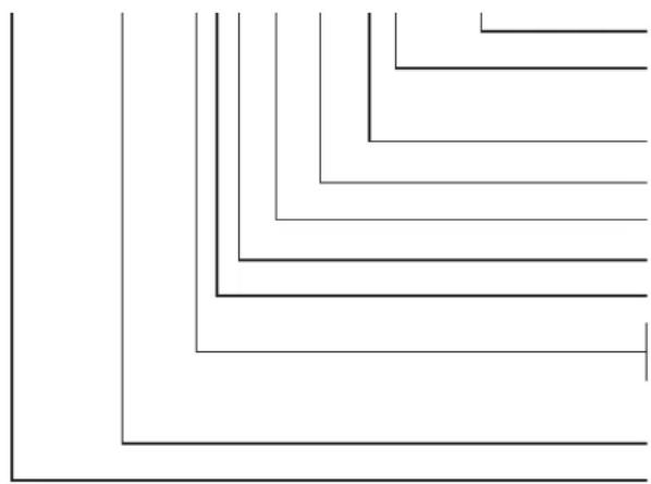Pure geometric line pattern with nested right-angle brackets (no text or symbols)