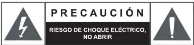 PRECAUCIÓN RIESGO DE CHOQUE ELÉCTRICO, NO ABRIR