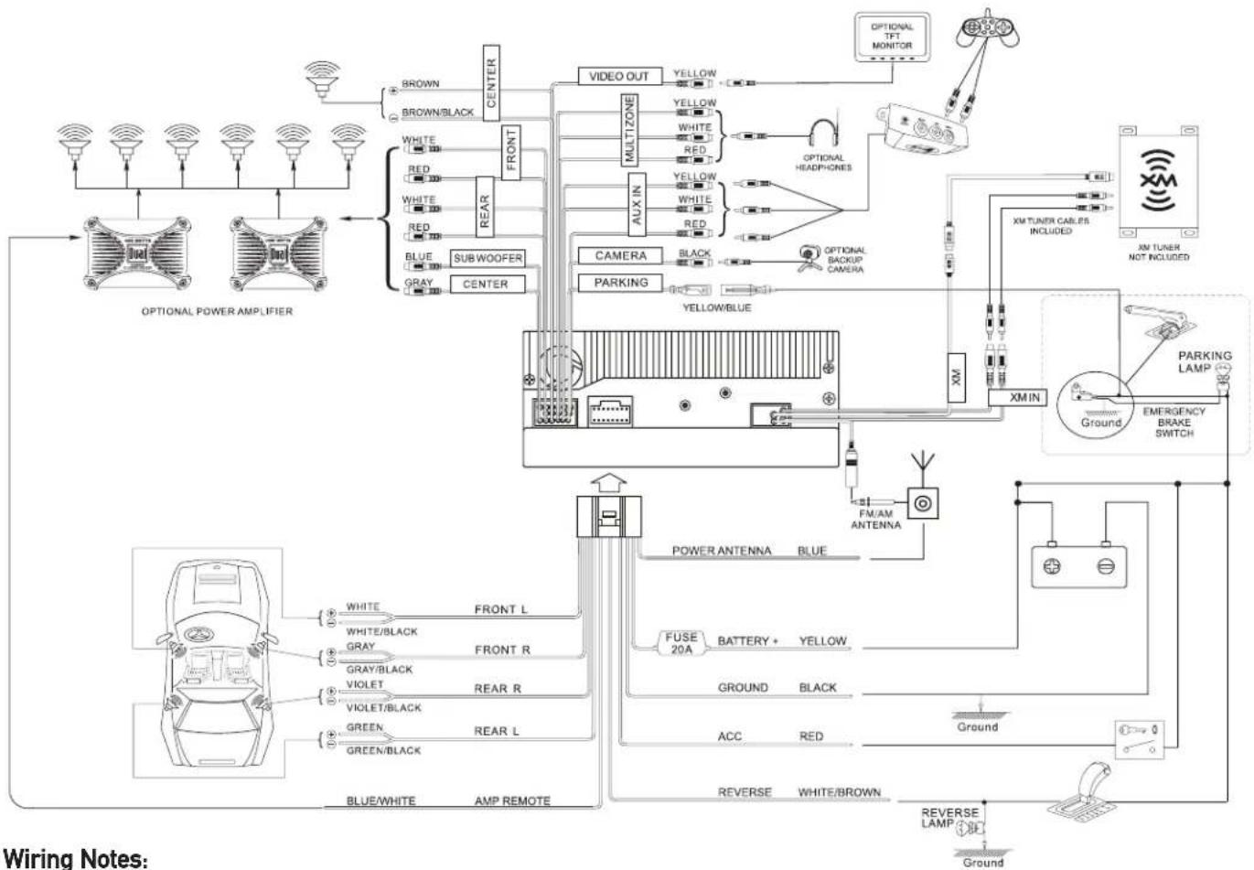 DUAL XDVD8285 - Expanded Wiring Diagram - Inputs/Outputs - 1