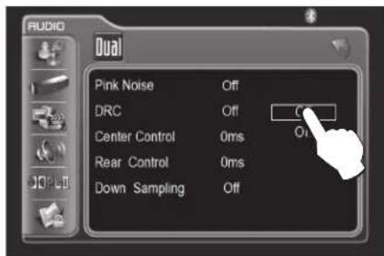 AUDIO Dual Pink Noise Off DRC Off C Center Control 0ms Off Rear Control 0ms Down Sampling Off