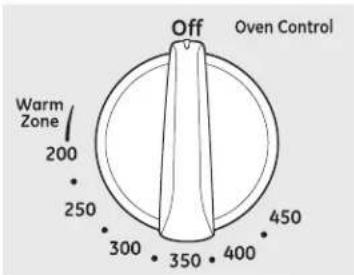 Warm Zone 200 250 300 350 400 450 Off Oven Control