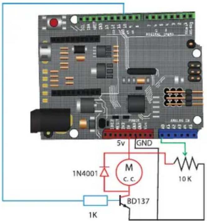 1N4001 M c. c. BD137 5V GND 1K 10 K