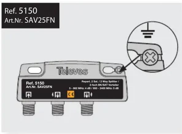 Ref. 5150 Art.Nr. SAV25FN Televas Ref. 5150 Art.Nr. SAV25FN Report. 2 Sel. / 2 Way Splitter / 2/arch BK/SAT Verbeller 5 - 862 MHz: 4 dB / 950 - 2400 MHz: 5 dB