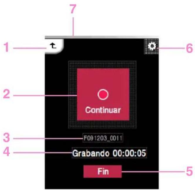 7 1 ↑ 6 2 Continuar F091203_0011 3 4 Grabando 00:00:05 Fin 5