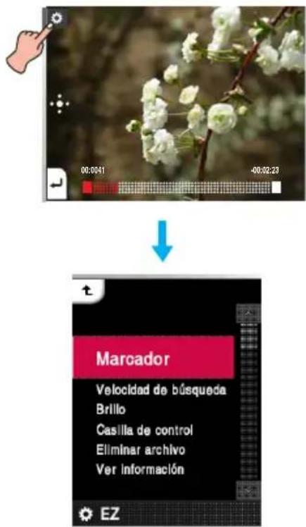 00:00:41 -00:02:23 Marcador Velocidad de búsqueda Brillo Casilla de control Eliminar archivo Ver información EZ