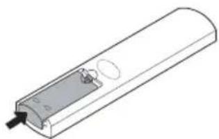 Line drawing of a cylindrical electronic device with a black connector and internal components (no text or symbols)