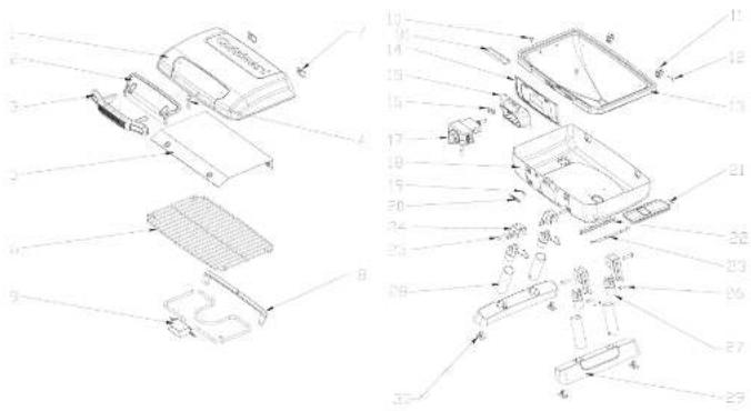 Technical diagram of a device with numbered components, likely for assembly or manufacturing purposes.