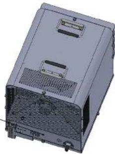3D rendering of a gray industrial electronic device casing with ventilation grilles and mounting brackets (no text or symbols visible)
