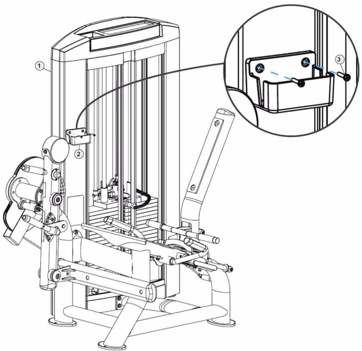 Technical diagram of a mechanical device with numbered components and an inset close-up showing internal components.