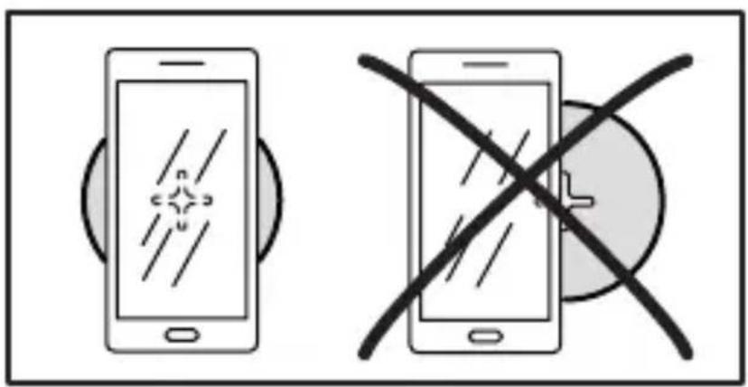 Diagram showing two smartphones with a crossed-out smartphone screen and a circle, indicating no overlap or prohibition in their use.