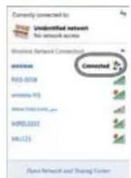 Currently connected to: Unidentified network No network access Connected network R10-0038 connection (Y) R10-0038/1046_1 R10-0038/2012 R10-125 FlyNet Network and Sharing Center