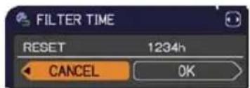 FILTER TIME RESET 1234h CANCEL OK