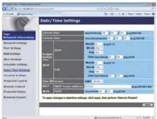 Date/Time Settings Current Data Current Time Chronic Settings (Time) End Time Difference GRT To apply changes to dataline settings, click apply, then perform Network Restart.