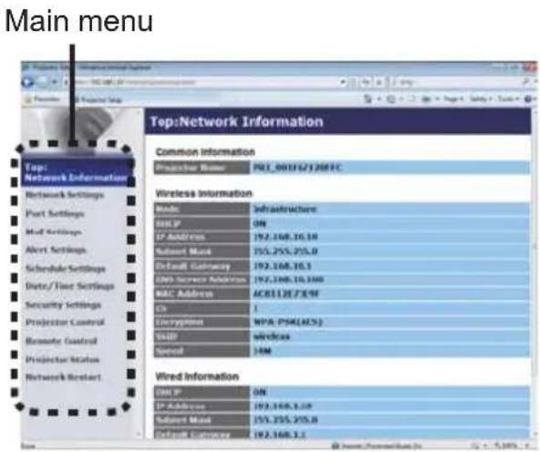 Main menu Top:Network Information Common Information Proprietor Name: P21_001567308FC Wireless Information Mode: Infrastructure WELP ON IP Address: 192.168.16.10 Subnet Mass: 755.255.255.0 Default Gateway: 192.168.16.1 ENI Service Address: 192.168.16.10M MAC Address: ACR11207X9M On: Encryman: WPA-PSK(ALS) USB: wireless Speed: 34M Wired Information ON P ON IP Address: 192.168.16.10 Subnet Mass: 755.255.255.0 Default Gateway: 192.168.16.1