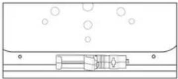 Pure technical diagram of a mechanical component with circular holes above, no text or symbols present