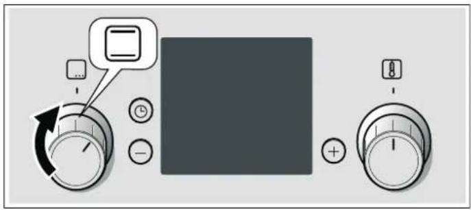 Diagram showing a control panel with buttons, a square, and directional arrows indicating rotation or movement.