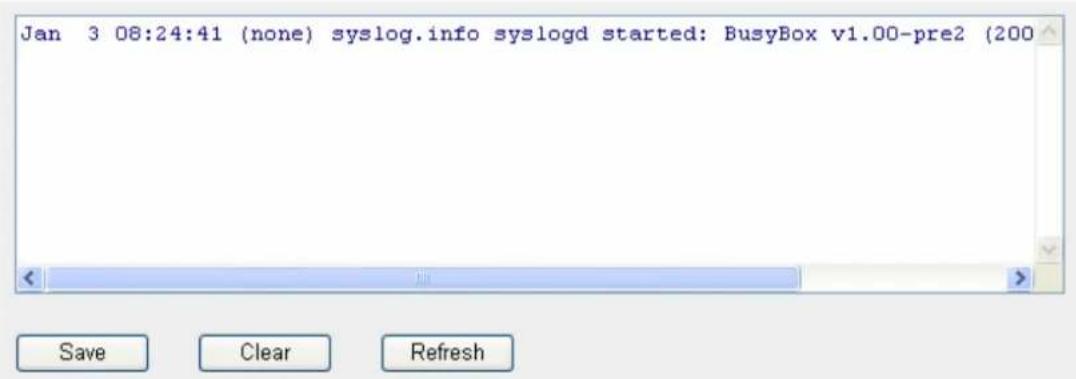 Jan 3 08:24:41 (none) syslog.info syslogd started: BusyBox v1.00-pre2 (200 Save Clear Refresh