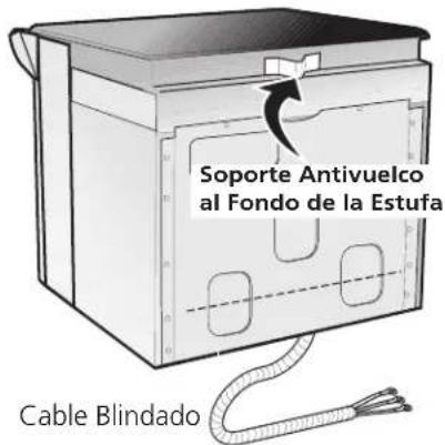 Soporte Antivuelco al Fondo de la Estufa Cable Blindado
