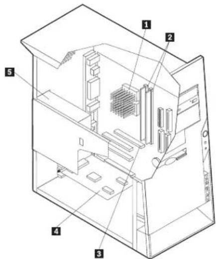 Technical diagram of a computer case with numbered components for identification