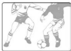 Illustration of two soccer players in action, one kicking a ball while the other plays a rule (no text or symbols present)