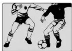 Illustration of two soccer players competing for the ball (no text or symbols)