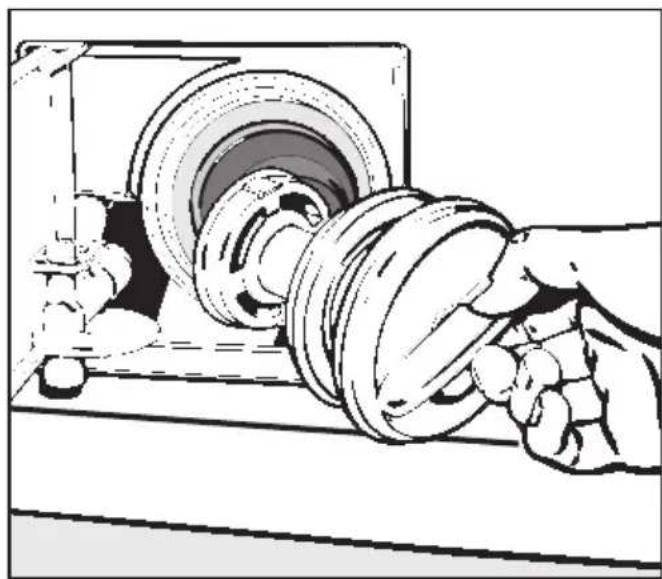 MIELE W 1918 - Limpieza de la bomba de desagüe y del filtro para atrapapelusa - 4