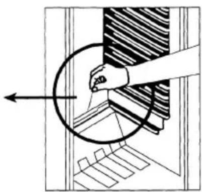 Diagram showing a hand holding a circular object with an arrow pointing to a textured surface (no text or symbols)