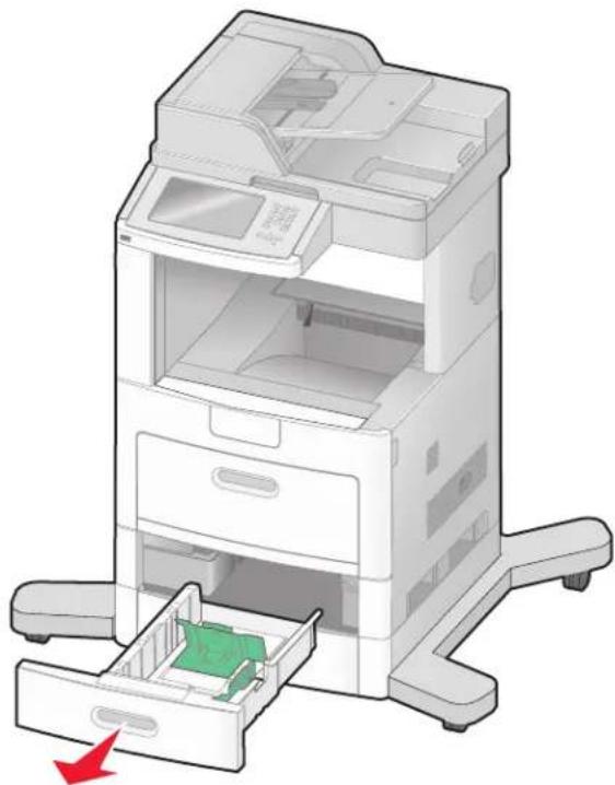 LEXMARK X658d - Carregamento das bandejas padrão ou opcional para 250 ou 550 folhas - 1