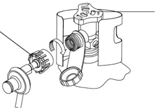 Technical line drawing of a mechanical assembly with gears and shafts (no text or symbols)