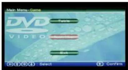 Main Menu-Game DVD Video Table Search Mode Exit : Select Confirm